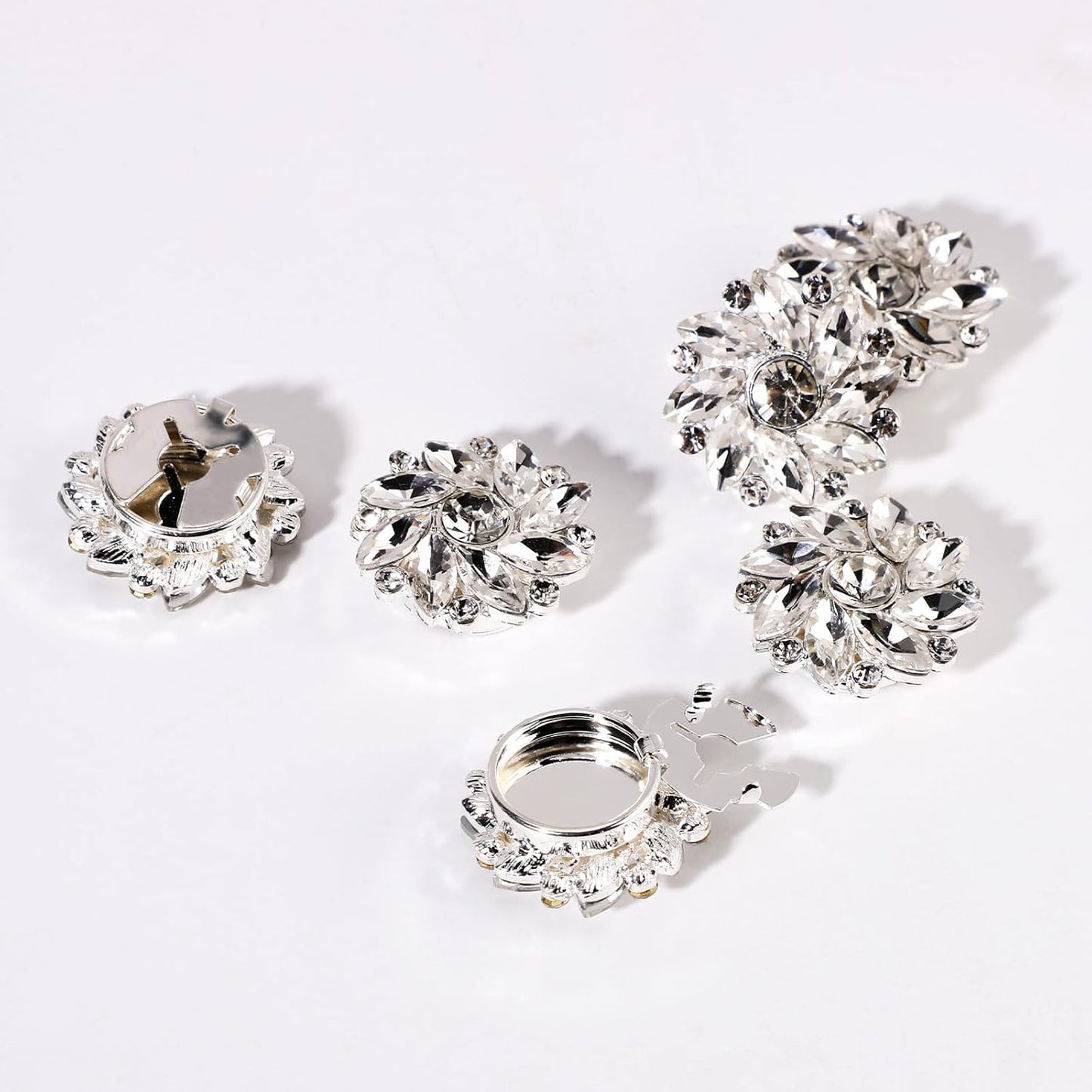 6 Pieces Decorative Rhinestone Button Set, 0.98 Inch Diameter, Detachable Snap Clear Crystal Jewelry Cufflinks for Women Men Suit Cuffs Dress Shirt Accessories
