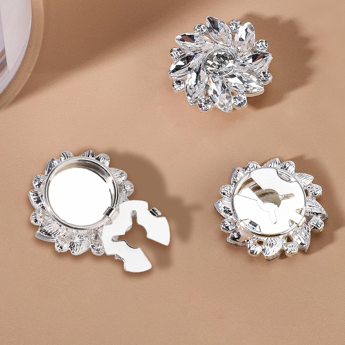 6 Pieces Decorative Rhinestone Button Set, 0.98 Inch Diameter, Detachable Snap Clear Crystal Jewelry Cufflinks for Women Men Suit Cuffs Dress Shirt Accessories